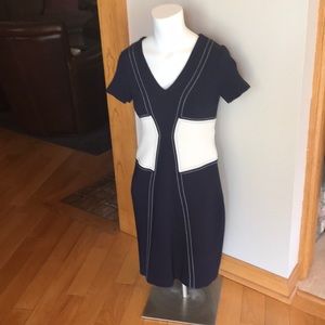 Ann Taylor navy and cream dress